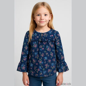 Pony Tails Sheer Long-Sleeve Lined Top Girls M